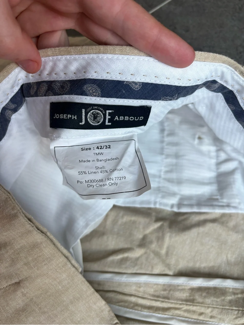 Joseph Abboud Light Tan Linen-Blend Dress Pants